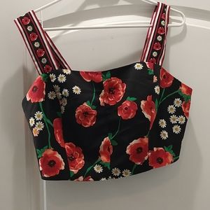 Eva Mendes Floral Crop Top